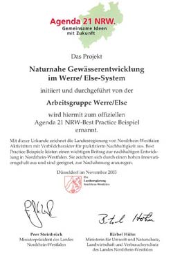 Die Urkunde der Agenda 21 NRW Die Urkunde der Agenda 21 NRW