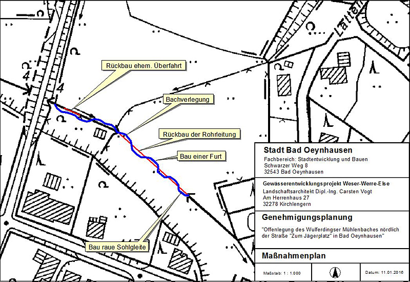 wulferdingser muehlenbach ot wulferdingsen noerdl zum jaegerplatz offenlegung und neutrassierung karte