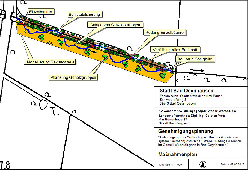 wulferdingser bach ot wulferdingsen oestl hedingser masch bachverlegung in neue sekundaeraue karte