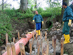 Während der Bauphase wird eine Wasserhaltung durchgeführt