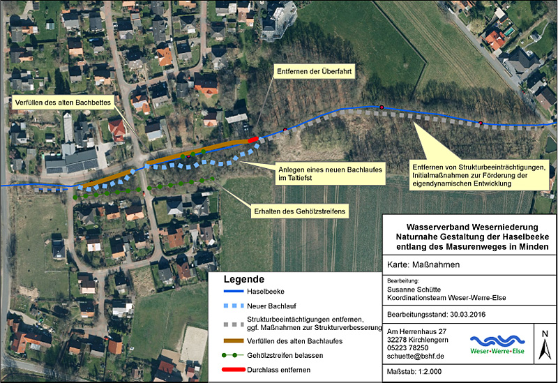 haselbeeke todtenhausen masurenweg bachverlegung in neu angelegte sekundaeraue karte