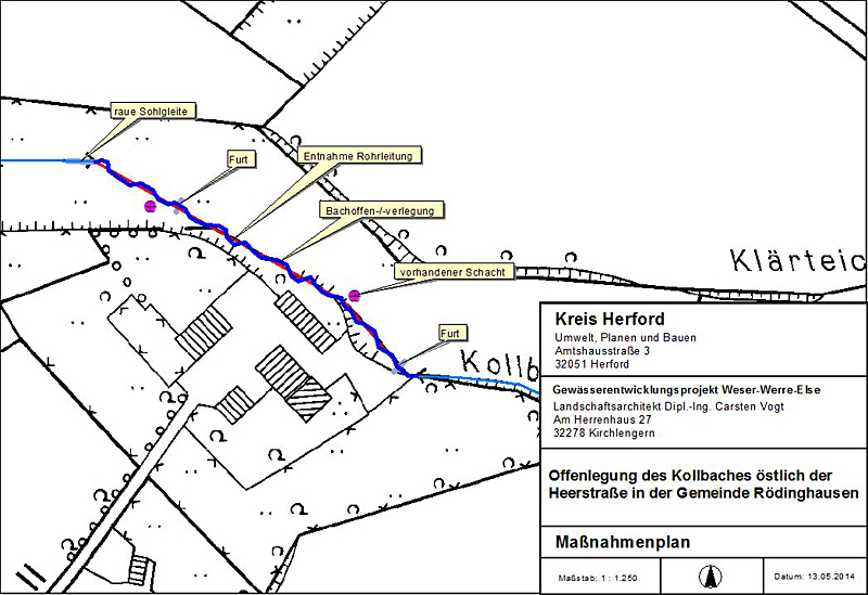 kollbach oestl heerstr bachoffenlegung in die talmitte furten sohlgleite Karte